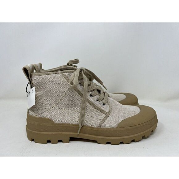 Zara Womens Fabric Lace Up Ankle Boots Tan Natural EU 41 US 10 1131/710 NWT - Picture 3 of 6